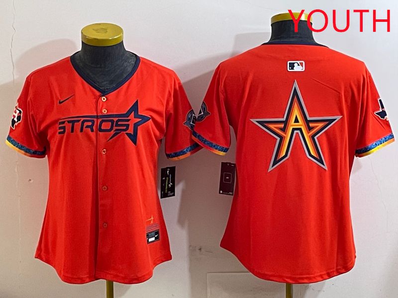 Youth Houston Astros Blank Orange Fourth generation Joint Name 2025 Nike MLB Jersey style 4->youth mlb jersey->Youth Jersey